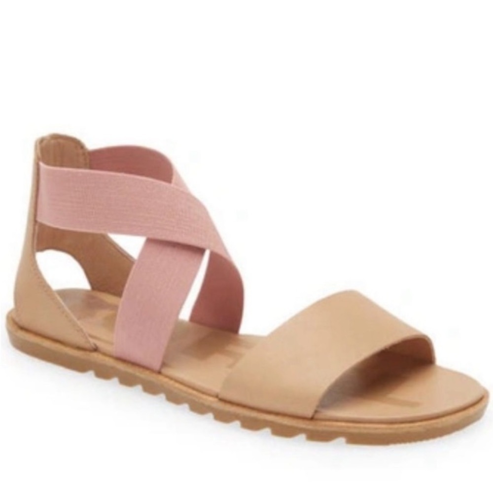 Sorel Pink and Tan Women’s Cross-Strap Sandals - Picture 13 of 16